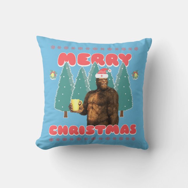 Coussin Funny Bigfoot - Joyeux Noël (Recto)