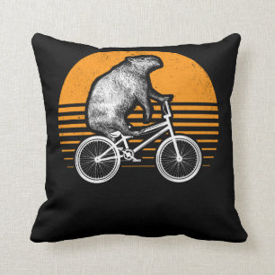 Coussin Funny Capybara vélo d'équitation Retro Capibara 