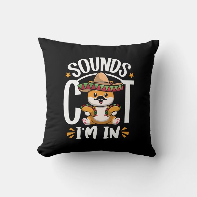 Coussin Funny Cat Cinco De Mayo Don Sombrero Tacos Lover (Recto)