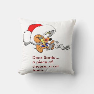 Coussin Funny Chère souris Père Noël avec liste de Noël, Z