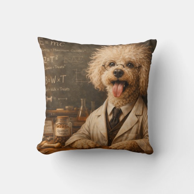 Coussin Funny Cockapoo Scientist Pillow | Dog Cushion (Recto)