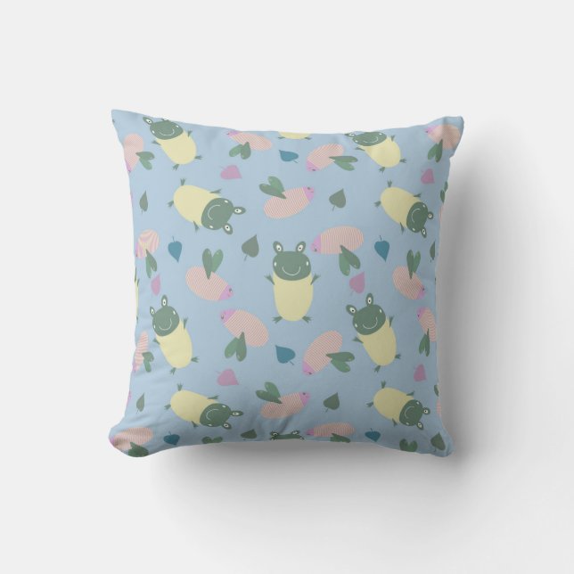 Coussin funny colorful frogs and bees seamless pattern (Recto)
