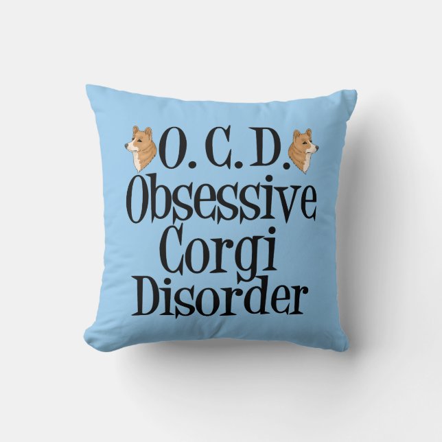 Coussin Funny Corgi mûre bleu (Recto)
