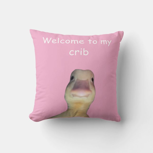 Coussin Funny Duck Meme – “Welcome to My Crib” Cute Animal (Recto)