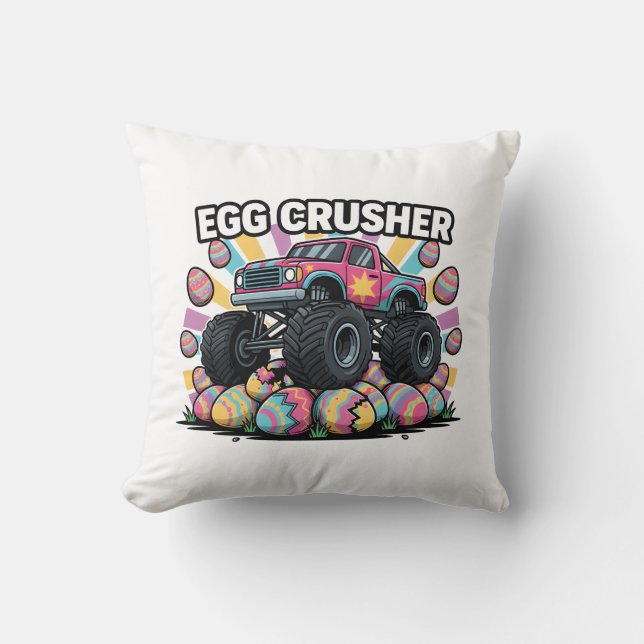 Coussin Funny Easter Monster Truck Egg Crusher Pun Boys (Recto)