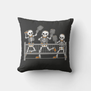 Coussin Funny Éffrayant Trois Squelette jouer Pickleball c