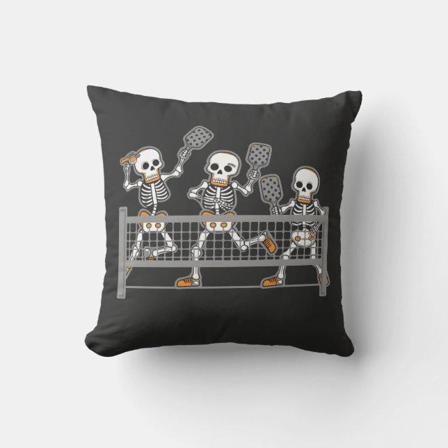 Coussin Funny Éffrayant Trois Squelette jouer Pickleball c (Recto)