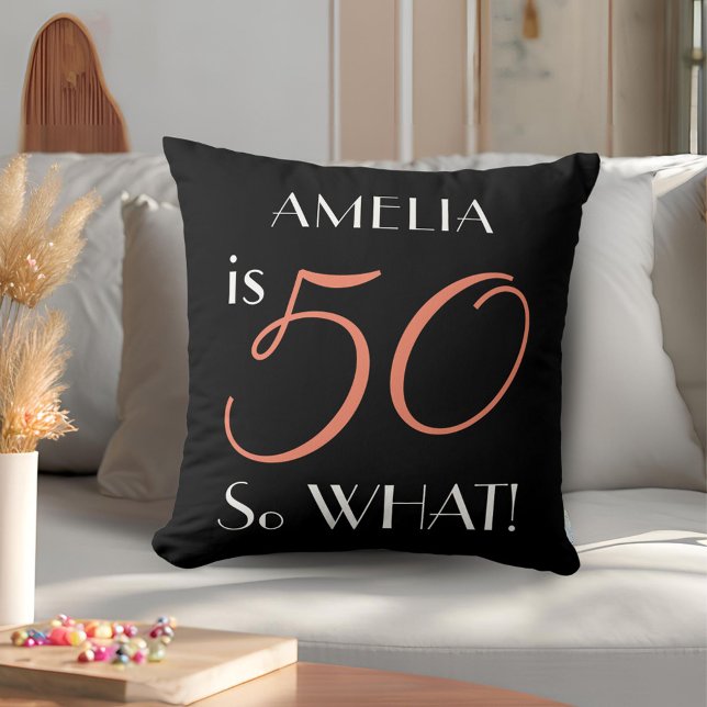 Coussin Funny Elegant Noir 50e Anniversaire (Créateur téléchargé)