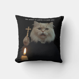 Coussin Funny Exorcist Cat Pillow - The Power Of Catnip Co