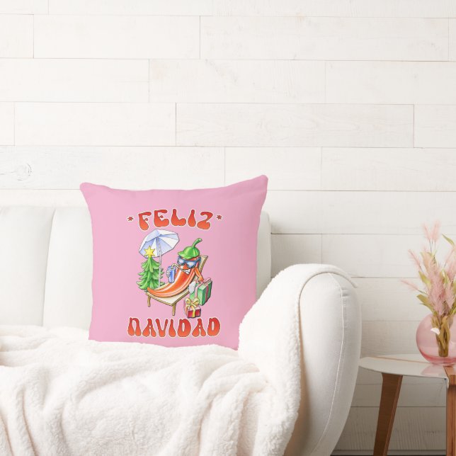 Coussin Funny Feliz Navidad Cute Christmas Chili (Canapé)