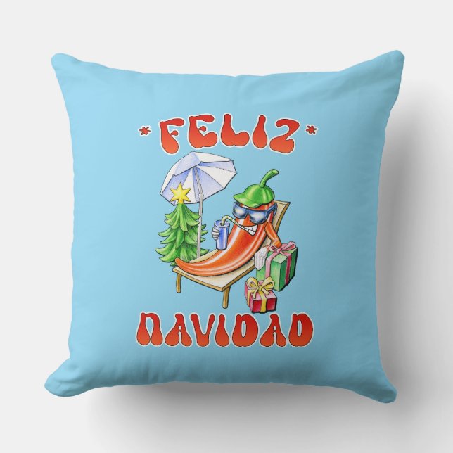 Coussin Funny Feliz Navidad Cute Christmas Chili (Recto)