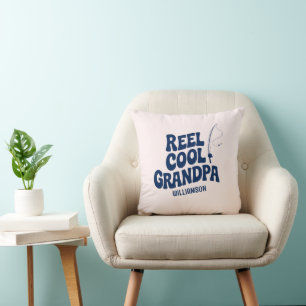 Coussin Funny Fishing Reel Cool grand-père Fête des pères 
