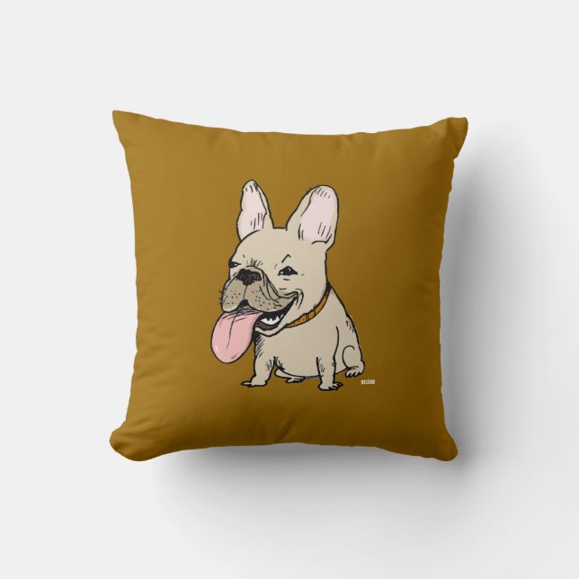 Coussin Funny French Bulldog - Personnalisable couleur (Recto)