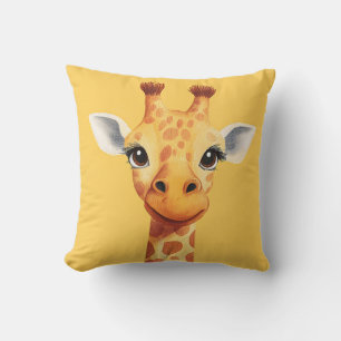Coussin Funny Giraffe Face Jaune Enfants Salle Nursery