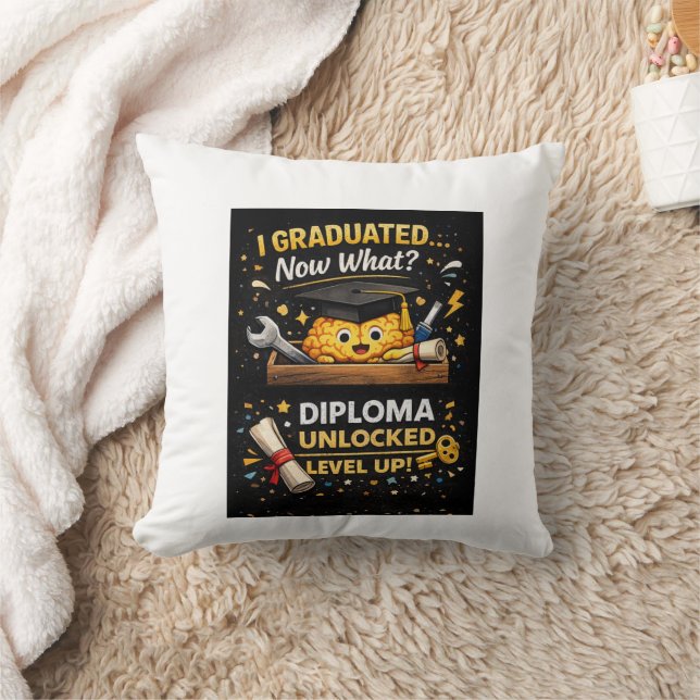 Coussin Funny Graduation Shirt – I Graduated Now What (Couverture)