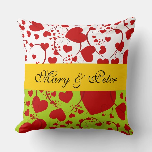 Coussin Funny Heart Motif V + votre dos. & texte (Recto)