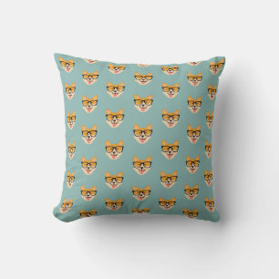 Coussin Funny Hipster Corgi Motif
