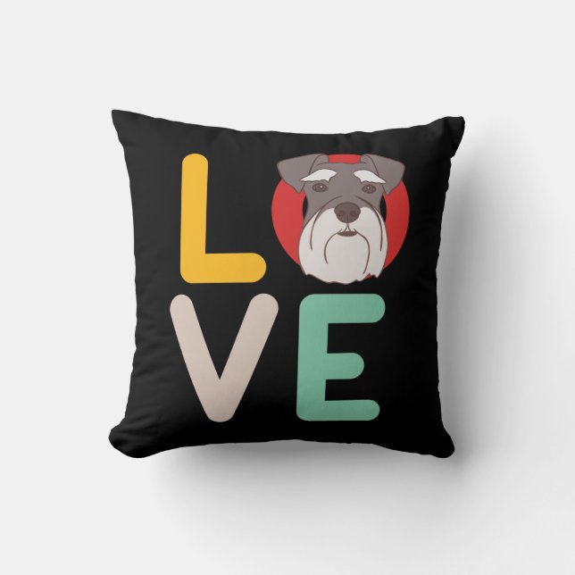 Coussin Funny I Love Miniature Schnauzer I Heart Amoureux  (Recto)