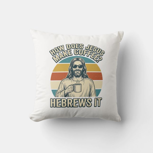 Coussin Funny Jésus Café Vintage Gravure Chemise Design_ (Recto)
