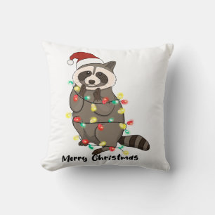 Coussin Funny Joyeux Noël Racoon