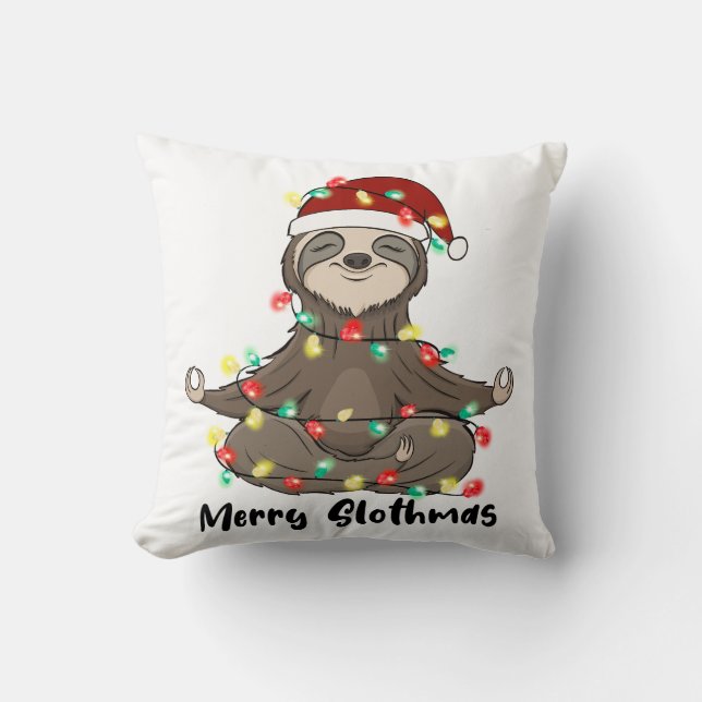 Coussin Funny Joyeux Slothmas (Recto)