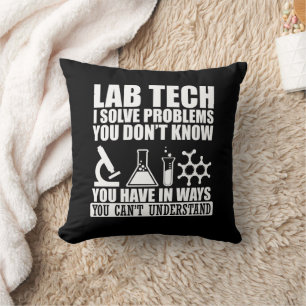 Coussin Funny lab tech cite laboratoire technicien humour