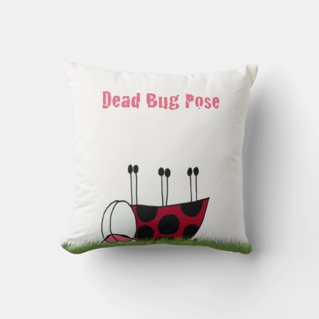 Coussin Funny Ladybug Dead Bug Yoga Pose (Recto)