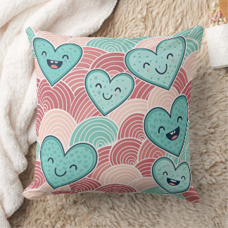 Coussin Funny laughing smiling hearts Design cushion 