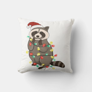 Coussin Funny mignon Noël Racoon