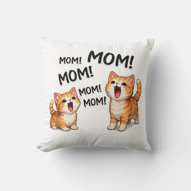 Coussin Funny MOM! MOM! MOM Orange Tabby Kittens  (Recto)