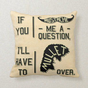 Coussin Funny Mustache Question Mullet jeu de plaisanterie