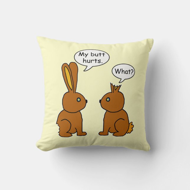 Coussin Funny My Butt Hurle Bunnies brown (Recto)