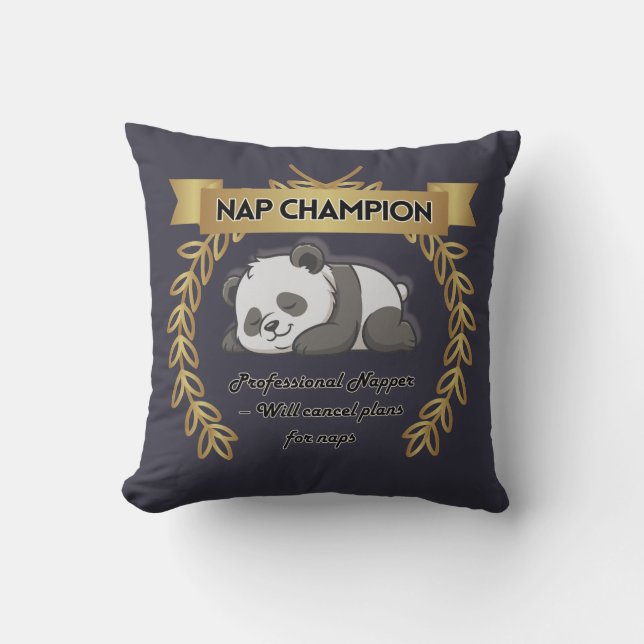 Coussin Funny Nap Champion Pillow – Cute Panda Cushion (Recto)