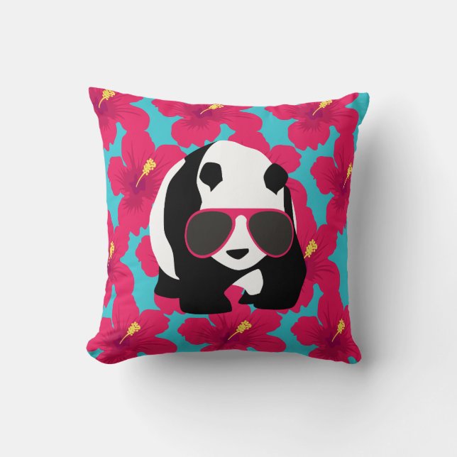 Coussin Funny Panda Bear Beach Bum Cool Lunettes de soleil (Recto)
