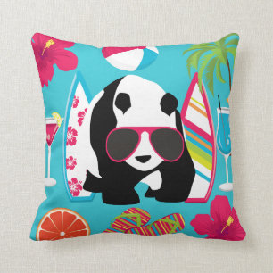 Coussin Funny Panda Bear Beach Bum Cool Lunettes de soleil