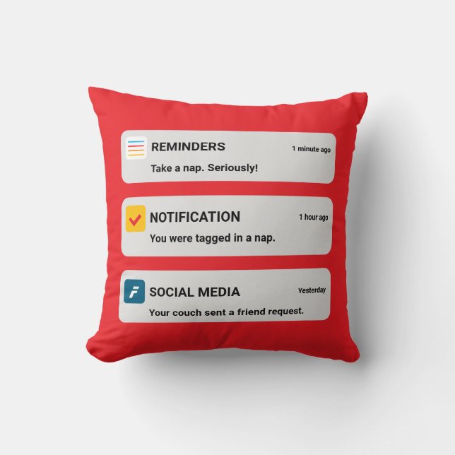Coussin Funny Phone Notification Throw Pillow (Recto)