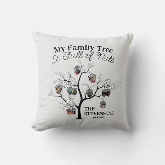 Coussin Funny Photo Family Tree est plein de noix Noël (Recto)