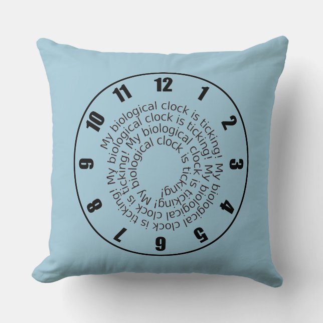Coussin Funny Pink Bleu horloge biologique est Ticking Cou (Recto)