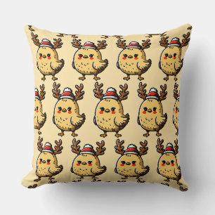 Coussin Funny Raindeer Noël Motif de poulet