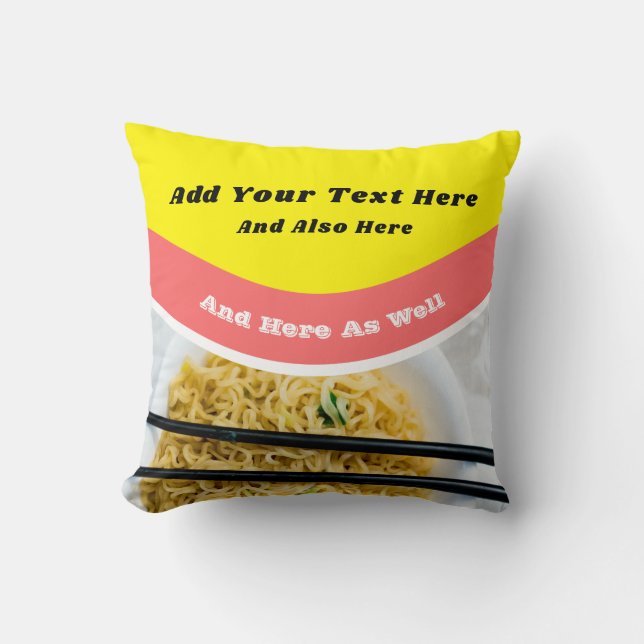 Coussin Funny Ramen Noodles Paquet Message personnalisé (Recto)