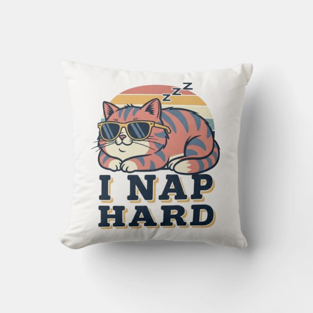 Coussin Funny Retro Cat Square Throw Pillow (Recto)
