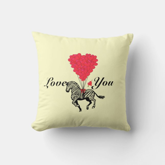 Coussin Funny romantique zèbre Valentines (Recto)