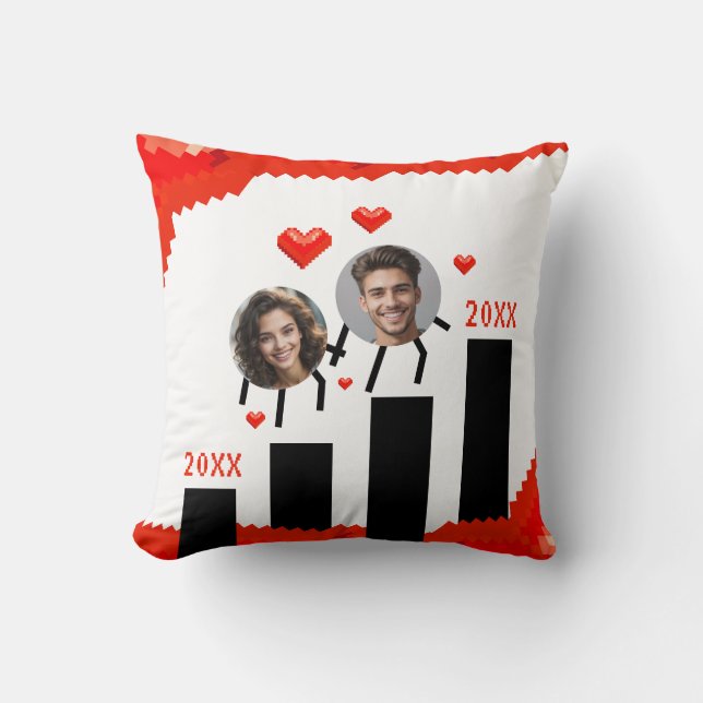 Coussin Funny Rouge & Blanc Pixel Jeu Photo Boyfriend (Recto)