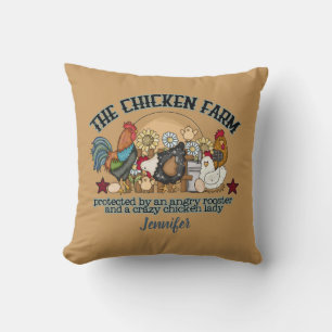 Coussin Funny Rust Brown Chicken Farm