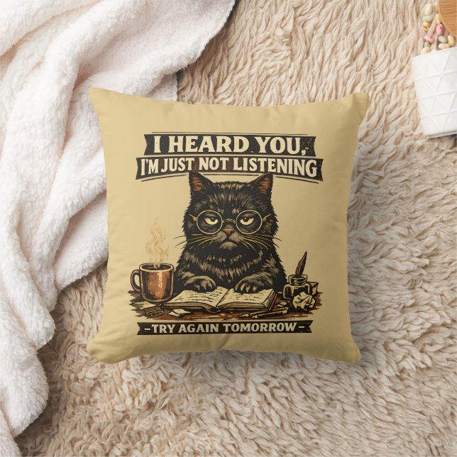 Coussin Funny Sarcastic Cat I Heard You Introvert  (Couverture)