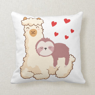 Coussin Funny Sloth Riding Llama Shirt drôle Coeurs d'Alp