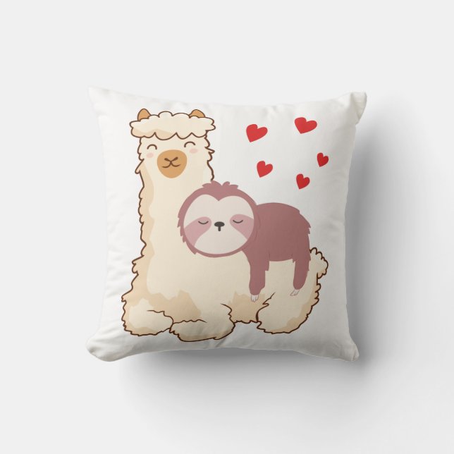 Coussin Funny Sloth Riding Llama Shirt drôle Coeurs d'Alpa (Recto)