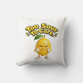 Coussin Funny Sour Lemon Throw Pillow | Cute Angry Lemon C