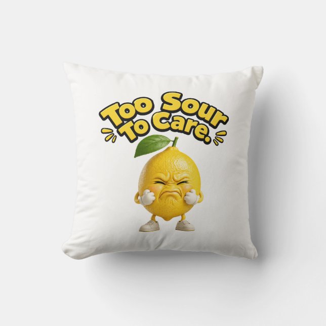 Coussin Funny Sour Lemon Throw Pillow | Cute Angry Lemon C (Recto)