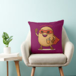 Coussin Funny Superhero Potato Cartoon Graphic Throw Pillo<br><div class="desc">Add a fun and playful accent to your living space with this superhero potato cartoon throw pillow. Featuring a cheerful masked potato character in a heroic pose, this design brings personality, humor, and charm to any couch, chair, or bed. Crafted from soft, wrinkle-free Simplex knit fabric, this 20" x 20"...</div>
